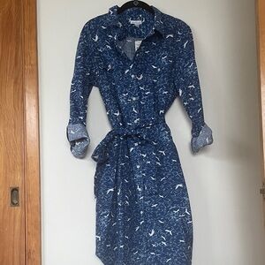 L.L. Bean Blue Patterned Long Sleeve Dress